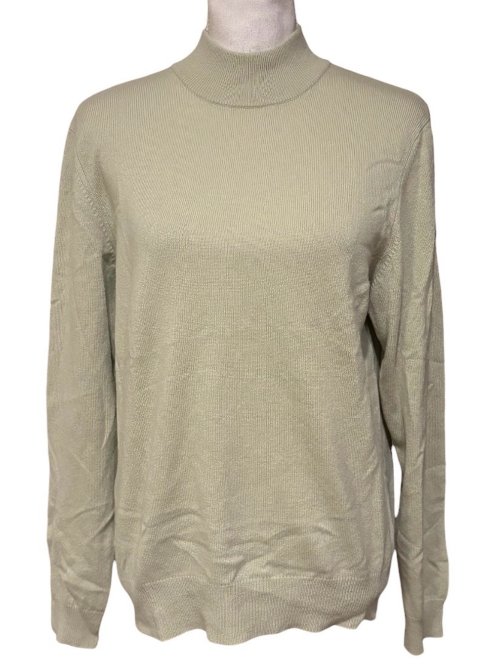 New Charter Club Cashmere Mock Neck Sweater Womens Large Basil Green